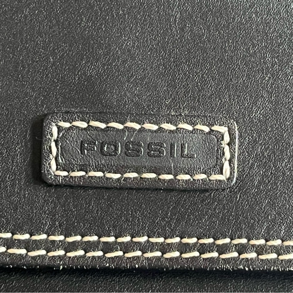 Fossil Black Leather Trifold Travel Jewelry Wallet EUC - Picture 2 of 9